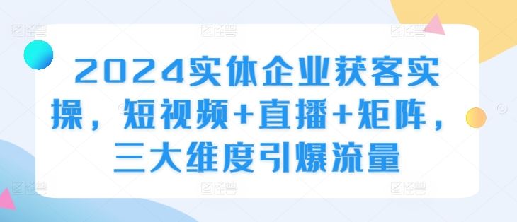 2024实体企业获客实操，短视频+直播+矩阵，三大维度引爆流量-沐羽项目网