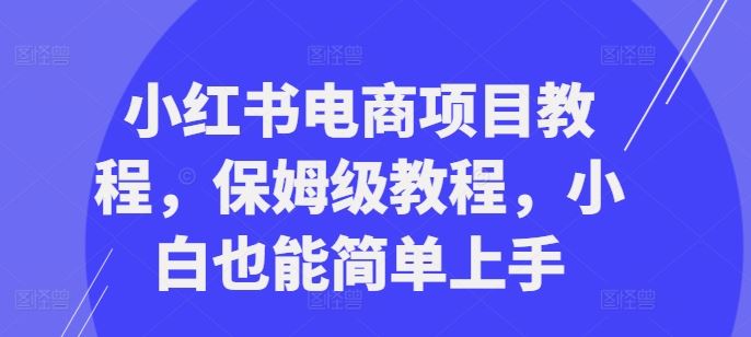 小红书电商项目教程，保姆级教程，小白也能简单上手-沐羽项目网