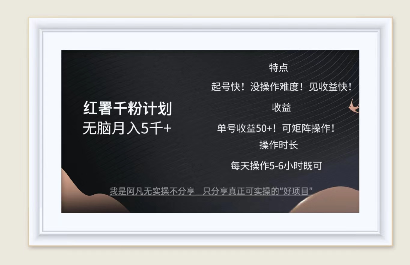 （12560期）红薯千粉计划无脑月入5千+！既做既赚！-沐羽项目网