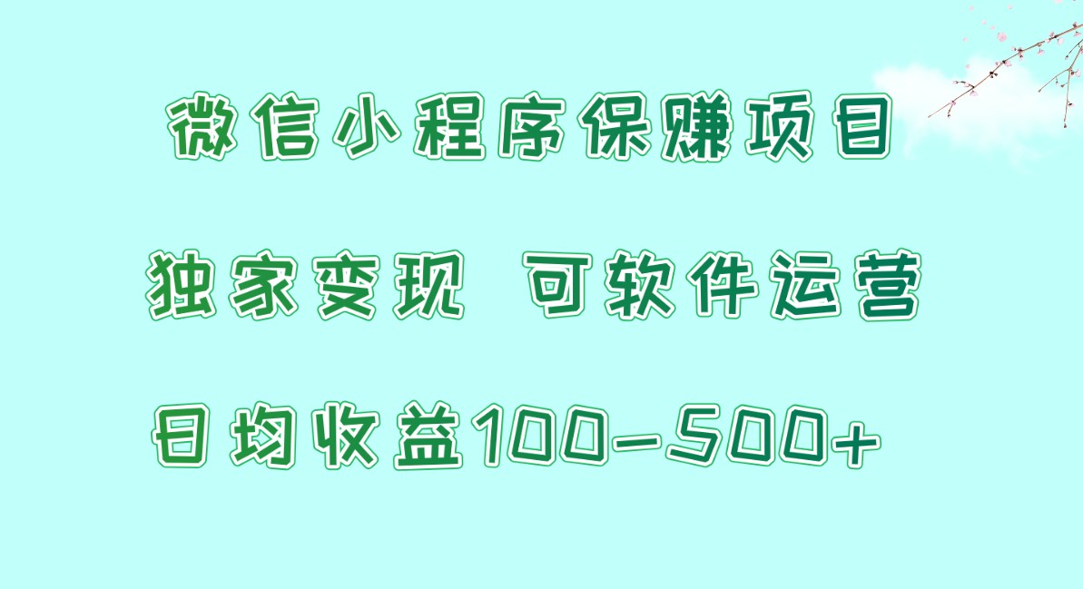 微信小程序保赚项目，日均收益100~500+，独家变现，可软件运营-沐羽项目网