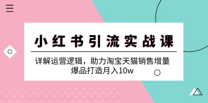 小红书引流实战课：详解运营逻辑，助力淘宝天猫销售增量，爆品打造月入10w-沐羽项目网