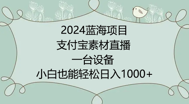 2024年蓝海项目，支付宝素材直播，无需出境，小白也能日入1000+ ，实操教程-沐羽项目网
