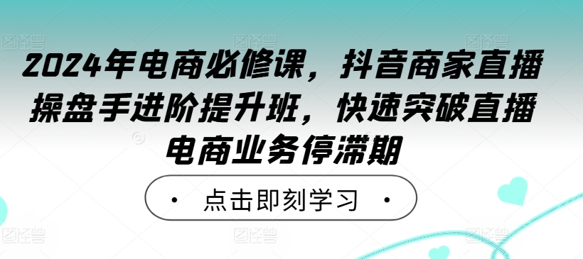 2024年电商必修课，抖音商家直播操盘手进阶提升班，快速突破直播电商业务停滞期-沐羽项目网