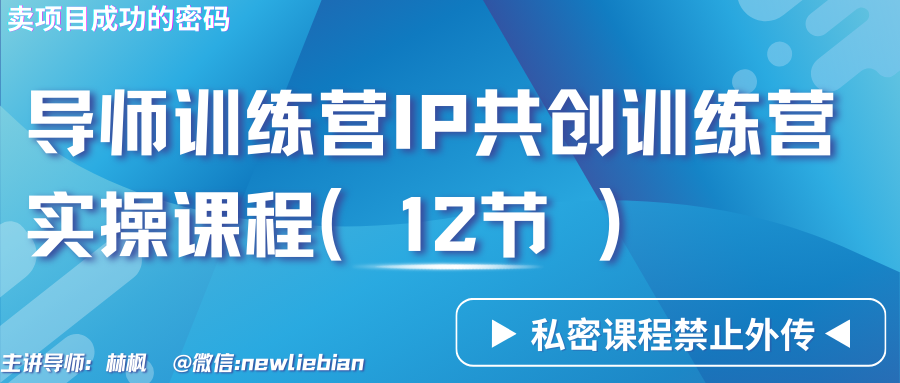 导师训练营3.0IP共创训练营私密实操课程（12节）-卖项目的密码成功秘诀-沐羽项目网