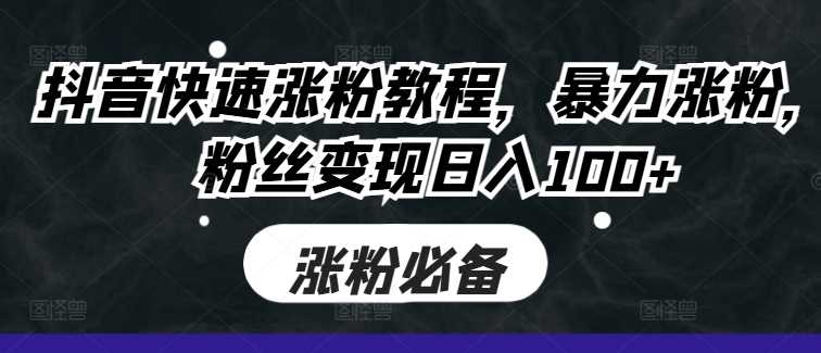 抖音快速涨粉教程，暴力涨粉，粉丝变现日入100+-沐羽项目网