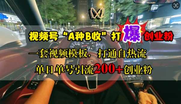 视频号“A种B收”打爆创业粉，一套视频模板打通自热流，单日单号引流200+创业粉-沐羽项目网