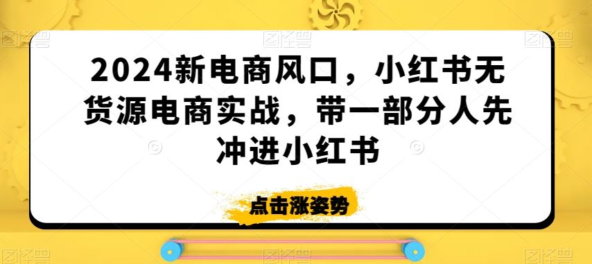 2024新电商风口，小红书无货源电商实战，带一部分人先冲进小红书-沐羽项目网