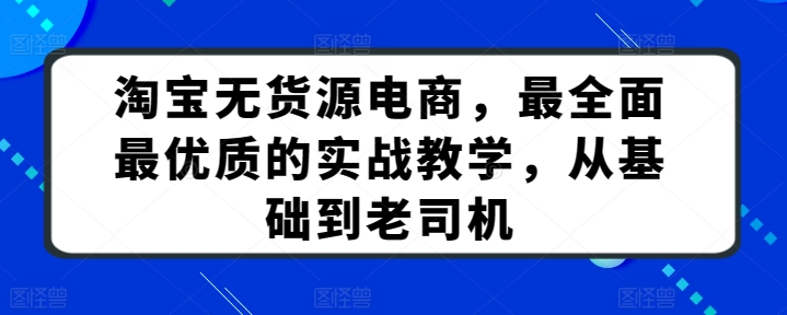淘宝无货源电商，最全面最优质的实战教学，从基础到老司机-沐羽项目网