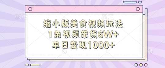 缩小版美食视频玩法，1条视频带货6W+，单日变现1k-沐羽项目网