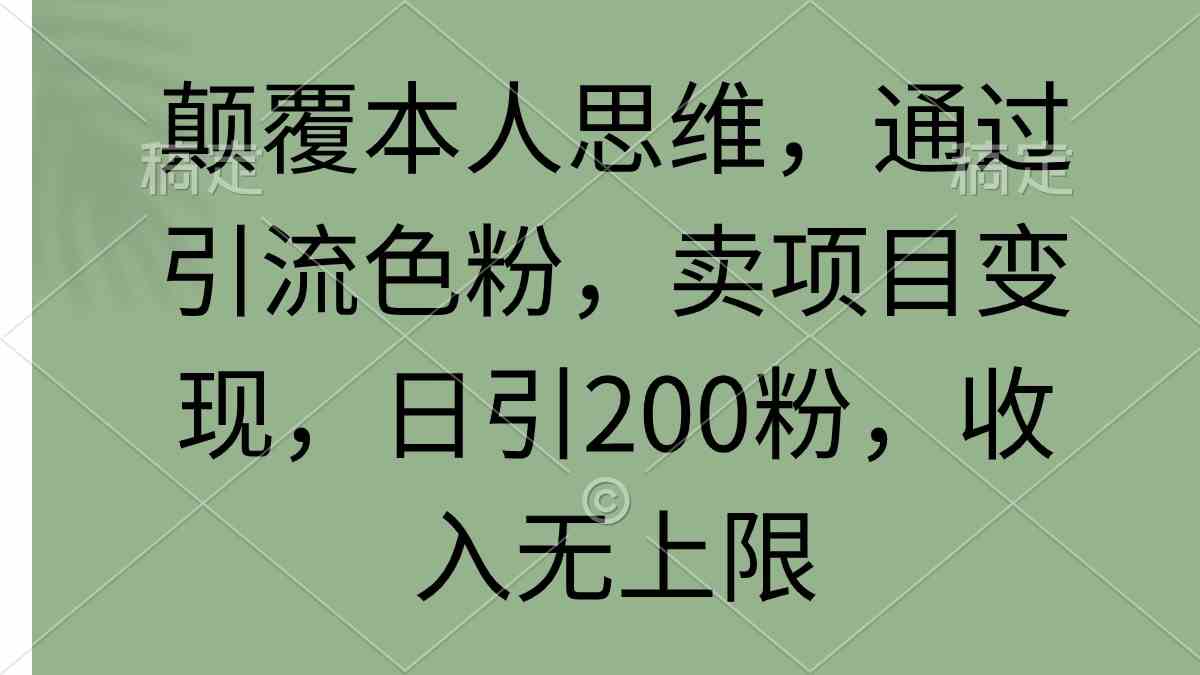 （9523期）颠覆本人思维，通过引流色粉，卖项目变现，日引200粉，收入无上限-沐羽项目网