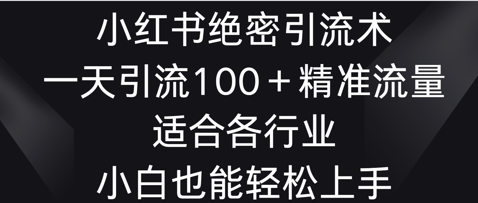 小红书绝密引流术，一天引流100＋精准流量，适合各个行业，小白也能轻松上手-沐羽项目网