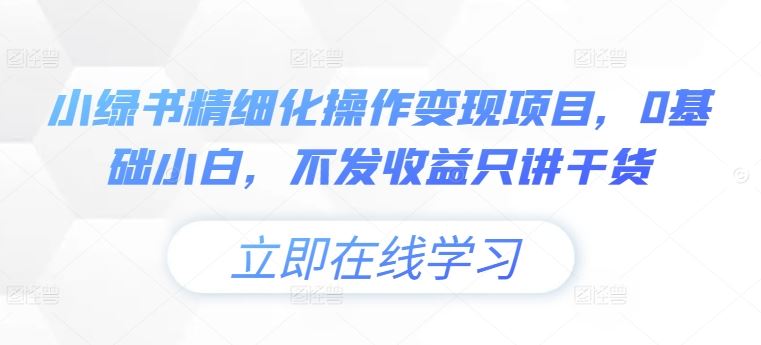 小绿书精细化操作变现项目，0基础小白，不发收益只讲干货-沐羽项目网