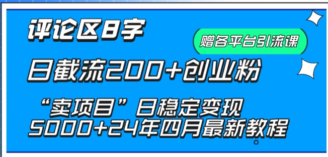抖音评论区8字日截流200+创业粉 “卖项目”日稳定变现5000+-沐羽项目网