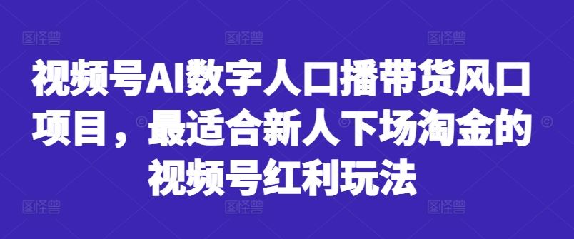 视频号AI数字人口播带货风口项目，最适合新人下场淘金的视频号红利玩法-沐羽项目网