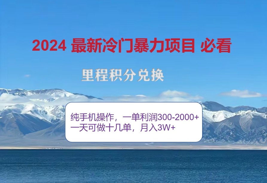 2024惊爆冷门暴利，里程积分最新玩法，高爆发期，一单300+—2000+-沐羽项目网