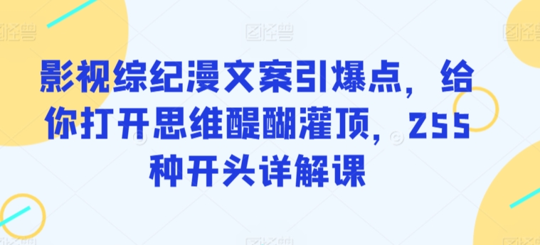 影视综纪漫文案引爆点，给你打开思维醍醐灌顶，255种开头详解课-沐羽项目网