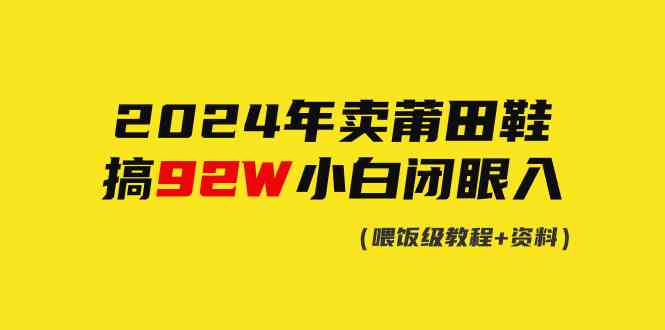（9329期）2024年卖莆田鞋，搞了92W，小白闭眼操作！-沐羽项目网