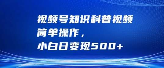 视频号知识科普视频，简单操作，小白日变现500+【揭秘】-沐羽项目网