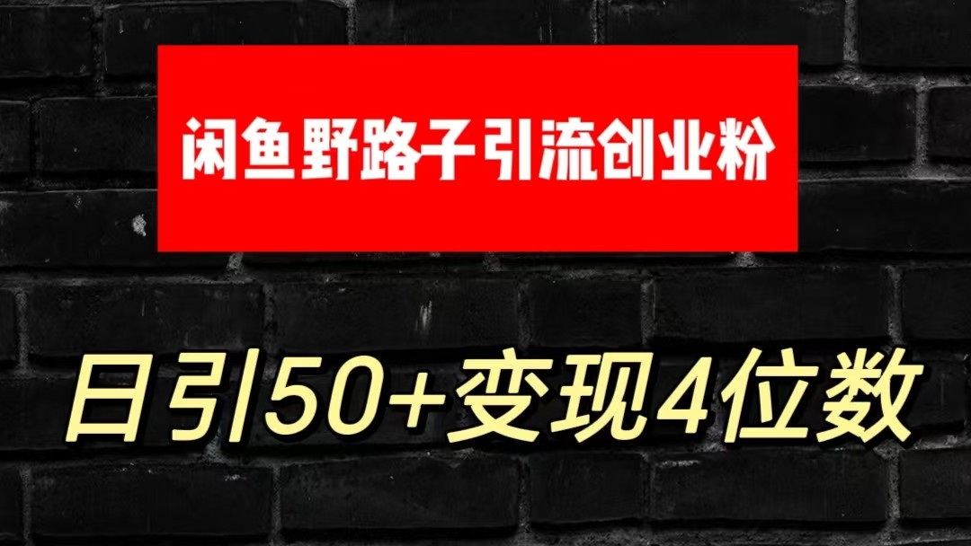 大眼闲鱼野路子引流创业粉，日引50+单日变现四位数-沐羽项目网