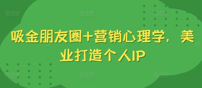 吸金朋友圈+营销心理学，美业打造个人IP-沐羽项目网