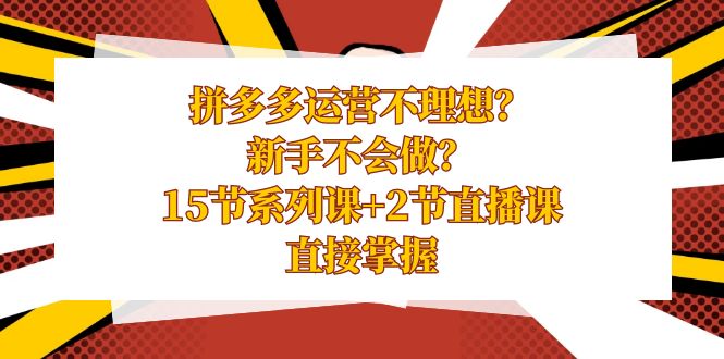 拼多多运营不理想？新手不会做？15节系列课+2节直播课，直接掌握-沐羽项目网