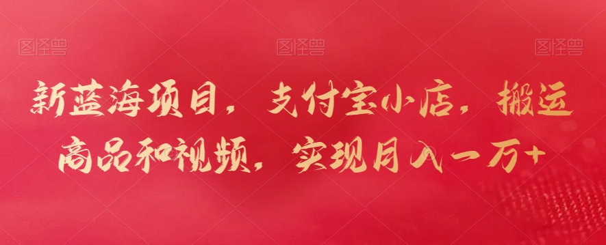 新蓝海项目，支付宝小店，搬运商品和视频，实现月入一万+-沐羽项目网
