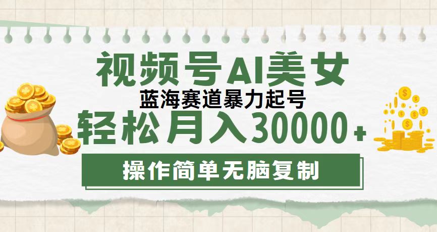 视频号AI美女跳舞，轻松月入30000+，蓝海赛道，流量池巨大，起号猛-沐羽项目网