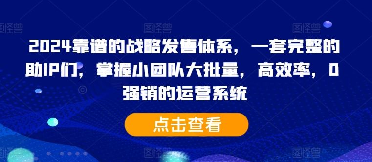 2024靠谱的战略发售体系，一套完整的助IP们，掌握小团队大批量，高效率，0 强销的运营系统-沐羽项目网