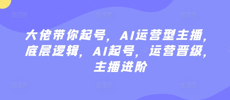 大佬带你起号，AI运营型主播，底层逻辑，AI起号，运营晋级，主播进阶-沐羽项目网