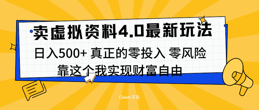 线上卖虚拟资料新玩法4.0，实测日入500左右，可批量操作，赚第一通金-沐羽项目网