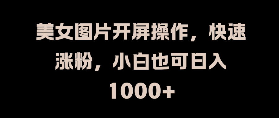 美女图片开屏操作，快速涨粉，小白也可日入1000+-沐羽项目网