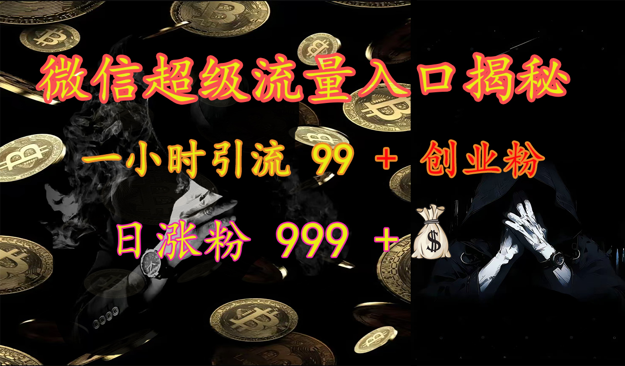 微信超级流量入口揭秘：一小时引流 99 + 创业粉，日涨粉 999 +【揭秘】-沐羽项目网