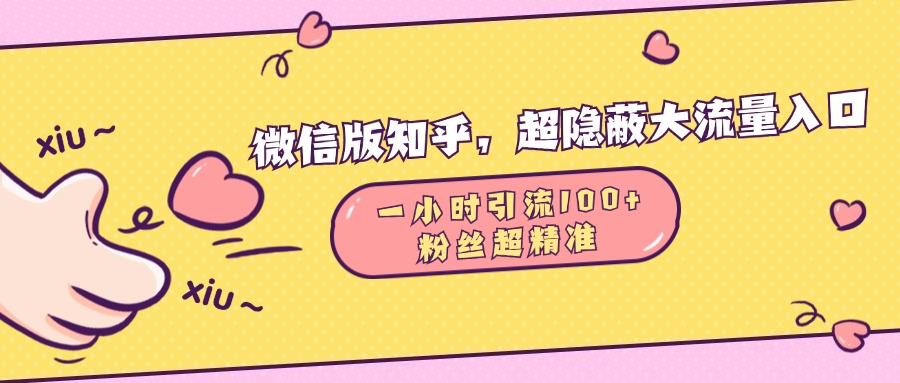 微信版知乎，超隐蔽流量入口，一小时引流100人，粉丝质量超高-沐羽项目网