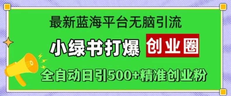 最新蓝海平台无脑引流，小绿书打爆创业圈，全自动日引500+精准创业粉-沐羽项目网