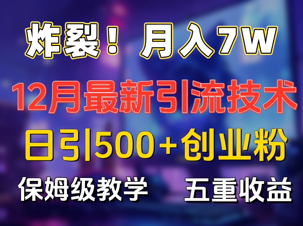 炸裂！月入7W+揭秘12月最新日引流500+精准创业粉，多重收益保姆级教学-沐羽项目网