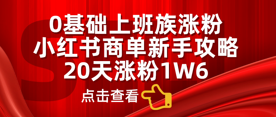 小红书商单新手攻略，20天涨粉1.6w，0基础上班族涨粉-沐羽项目网