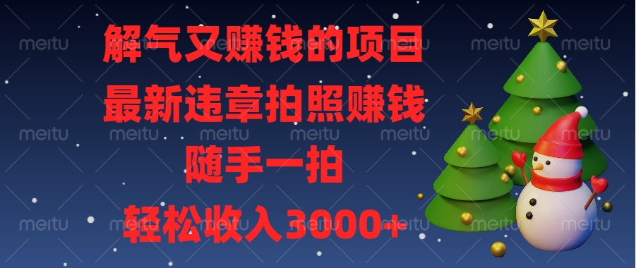 最新违章拍照赚钱，随手一拍，解气又赚钱的项目，轻松收入3000+-沐羽项目网