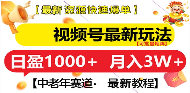 视频号独家玩法，老年养生赛道，无脑搬运爆款视频，日入1000+-沐羽项目网