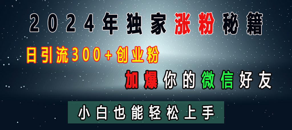 2024年独家涨粉秘籍，日引流300+创业粉，加爆你的微信好友，小白也能轻松上手-沐羽项目网