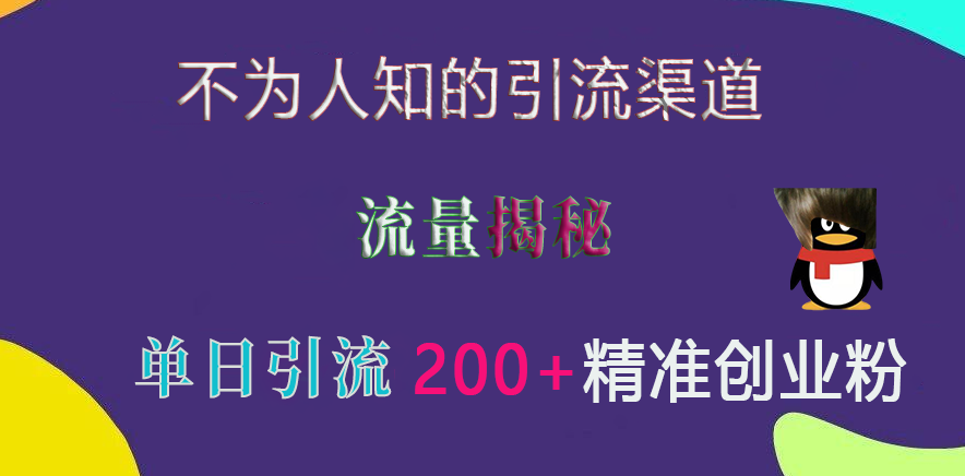 不为人知的引流渠道，流量揭秘，实测单日引流200+精准创业粉-沐羽项目网