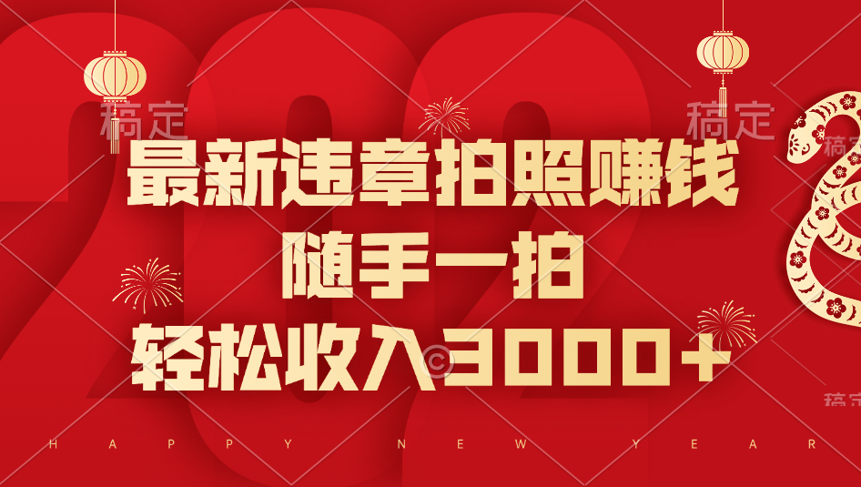 最新违章拍照赚钱，随手一拍，轻松收入3000+-沐羽项目网