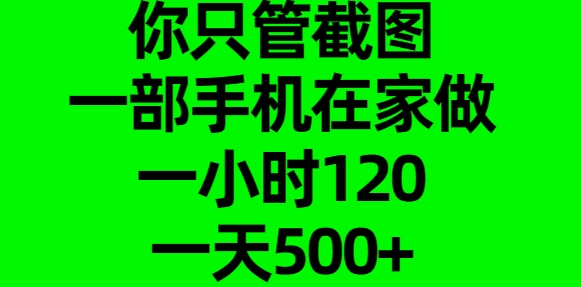 你只管截图，一部手机在家做，一小时120，一天500+-沐羽项目网