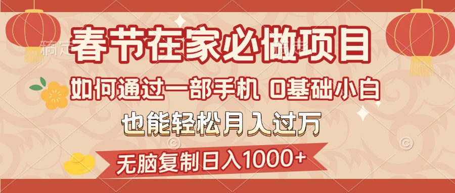 春节在家如何通过一部手机，无脑复制日入1000+，0基础小白也能轻松月入过万-沐羽项目网