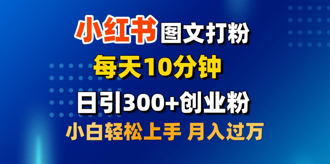 2月小红书图文打粉，每天10分钟，日引300+创业粉，小白轻松月入过万-沐羽项目网