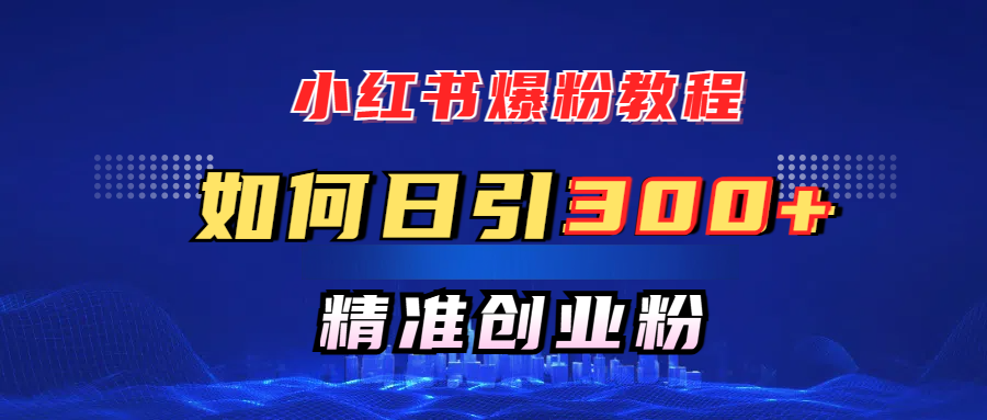 小红书爆粉教程，如何日引300+创业粉，快速实现精准变现！-沐羽项目网