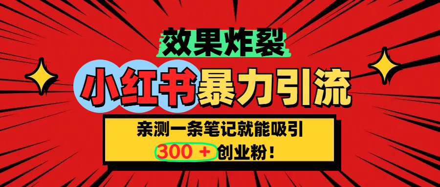 小红书炸裂玩法，亲测一条笔记就能吸引300+精准创业粉！-沐羽项目网