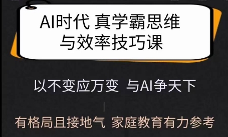 Ai时代真学霸思维与学习方法课，有格局且接地气，家庭教育有力参考-沐羽项目网