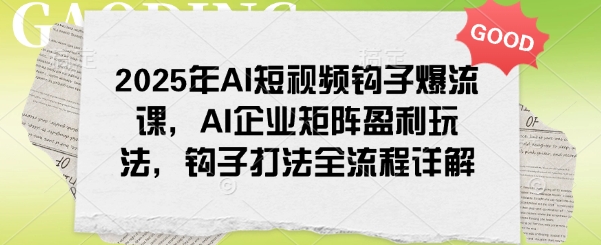2025年AI短视频钩子爆流课，AI企业矩阵盈利玩法，钩子打法全流程详解-沐羽项目网