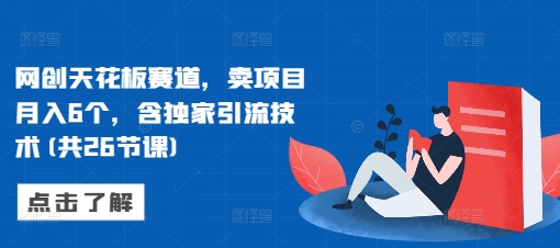 网创天花板赛道，卖项目月入6个，含独家引流技术(共26节课)-沐羽项目网