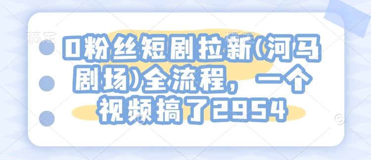 0粉丝短剧拉新(河马剧场)全流程，一个视频搞了2954-沐羽项目网
